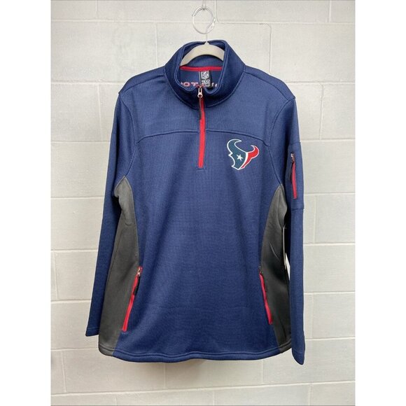 NWT Houston Texans Waffle Knit Quarter Zip Pullover Mens NFL Team Apparel Unisex - Picture 1 of 10